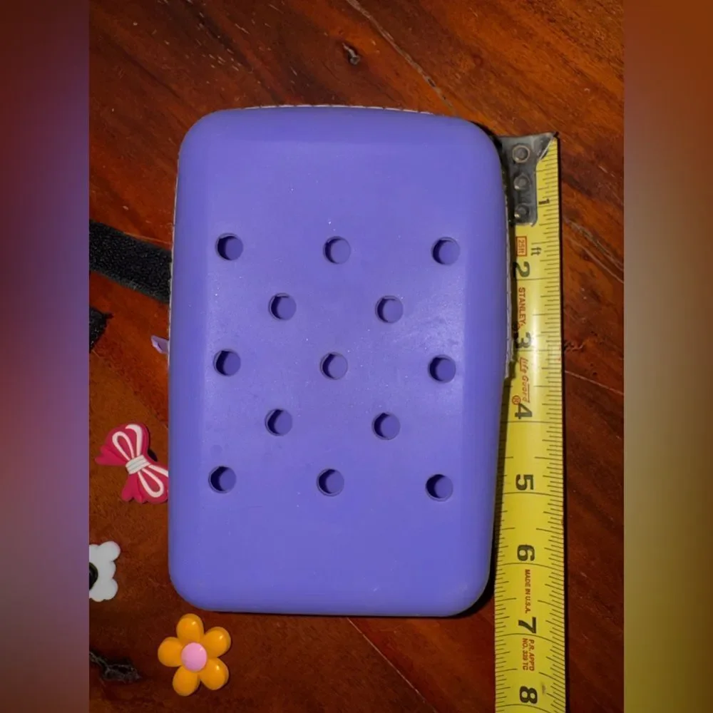 Purple Silicone Water Bottle Phone Pouch with Charms & Adjustable Stretch Strap
